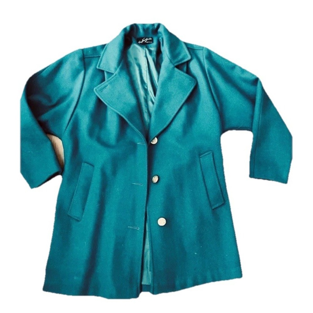 Y2k‎ Vintage Grannycore Miss New Yorker Coat Sz L Green Wool Boho